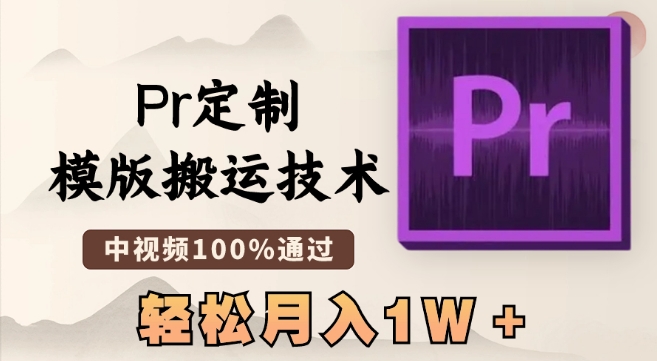 最新Pr定制模版搬运技术，中视频100%通过，几分钟一条视频，轻松月入1W＋【揭秘】-杨大侠副业网