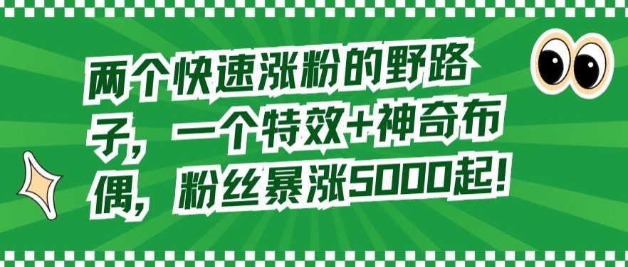 两个快速涨粉的野路子，一个特效+神奇布偶，粉丝暴涨5000起【揭秘】-杨大侠副业网