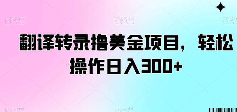 翻译转录撸美金项目，轻松操作日入300+【揭秘】-杨大侠副业网