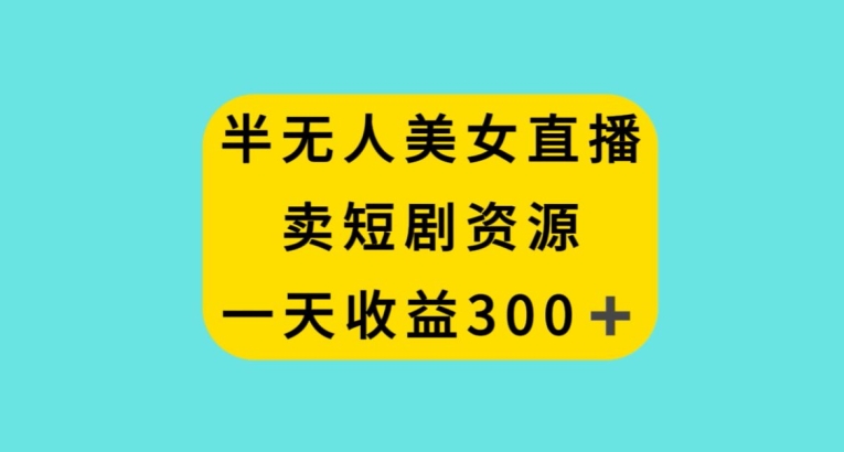 半无人美女直播，卖短剧资源，一天收益300+【揭秘】-杨大侠副业网