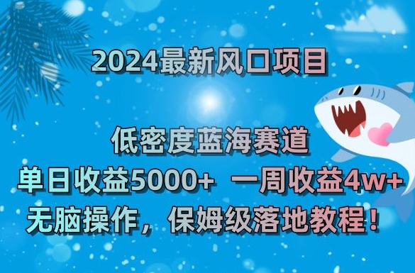 2024最新风口项目，低密度蓝海赛道，单日收益5000+，一周收益4w+！【揭秘】-杨大侠副业网