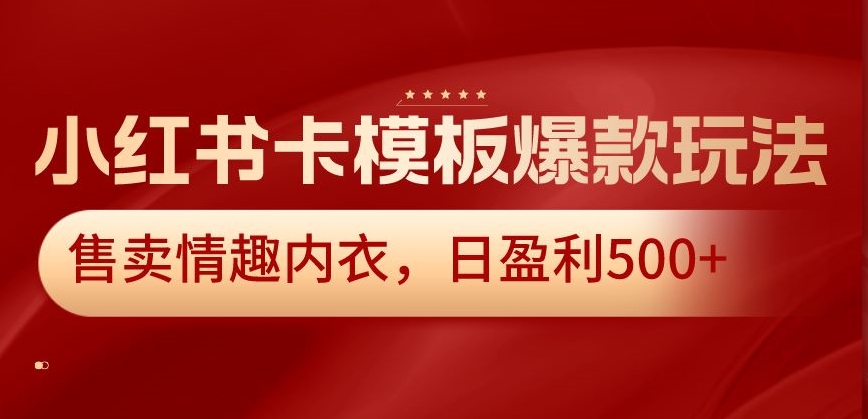 小红书卡模板爆款玩法，售卖情趣内衣，日盈利500+【揭秘】-杨大侠副业网