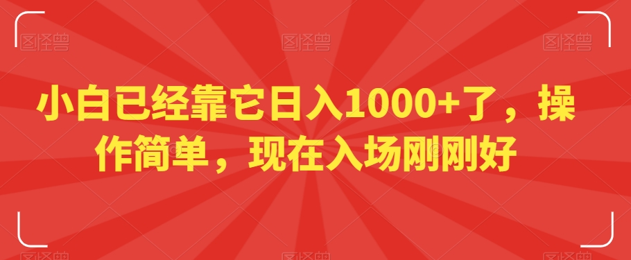 小白已经靠它日入1000+了，操作简单，现在入场刚刚好【揭秘】-杨大侠副业网