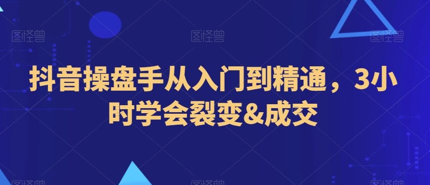 抖音操盘手从入门到精通，3小时学会裂变&成交-杨大侠副业网