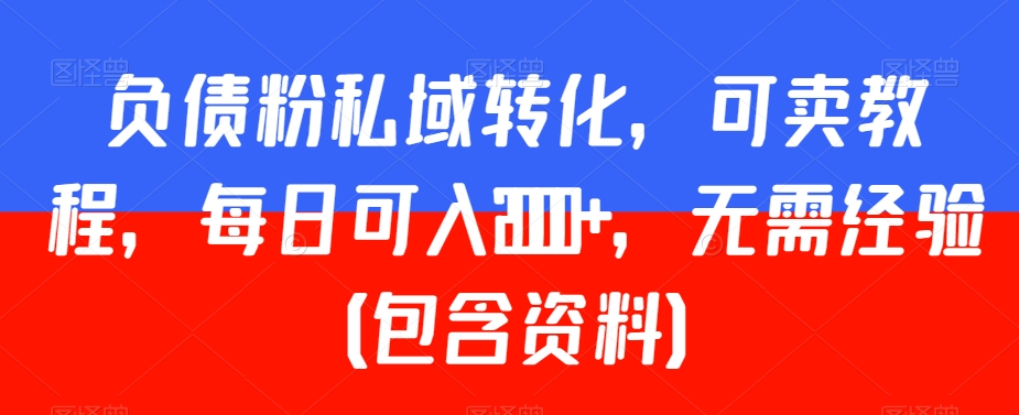 负债粉私域转化，可卖教程，每日可入2000+，无需经验（包含资料）【揭秘】-杨大侠副业网