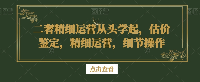 二奢精细运营从头学起，估价鉴定，精细运营，细节操作-杨大侠副业网