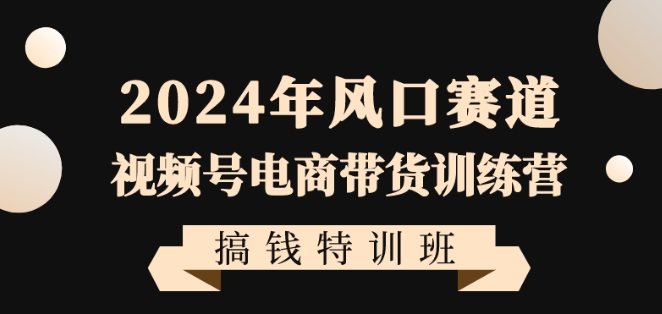 2024年风口赛道视频号电商带货训练营搞钱特训班，带领大家快速入局自媒体电商带货-杨大侠副业网