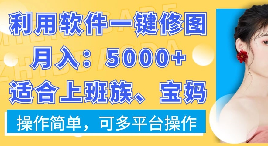 利用软件一键修图月入5000+，适合上班族、宝妈，操作简单，可多平台操作【揭秘】-杨大侠副业网