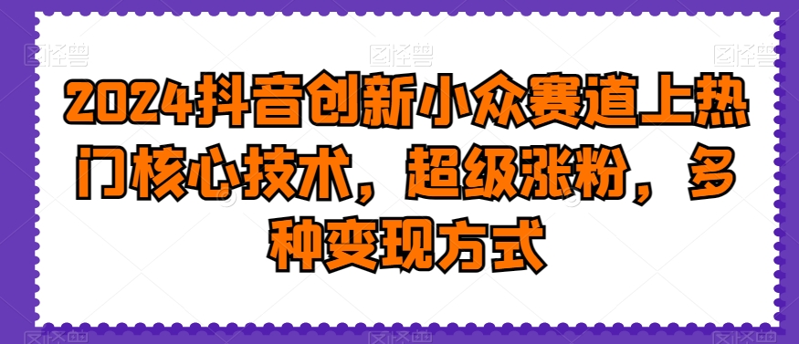 2024抖音创新小众赛道上热门核心技术，超级涨粉，多种变现方式【揭秘】-杨大侠副业网