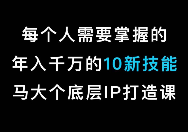 马大个的IP底层逻辑课，​每个人需要掌握的年入千万的10新技能，约会底层IP打造方法！-杨大侠副业网