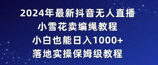 2024年抖音最新无人直播小雪花卖编绳项目，小白也能日入1000+落地实操保姆级教程【揭秘】-杨大侠副业网