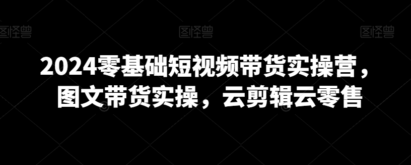 2024零基础短视频带货实操营，图文带货实操，云剪辑云零售-杨大侠副业网