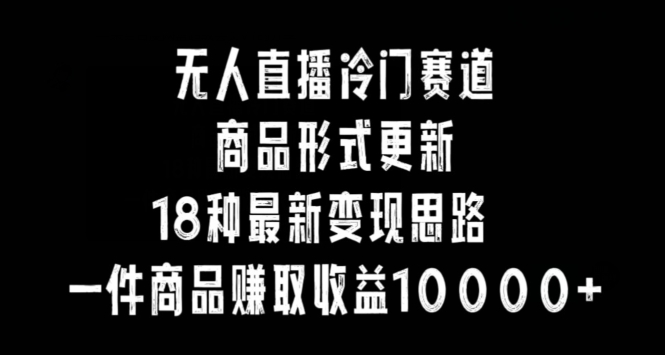 无人直播冷门赛道，商品形式更新，18种变现思路，一件商品赚取收益10000+【揭秘】-杨大侠副业网