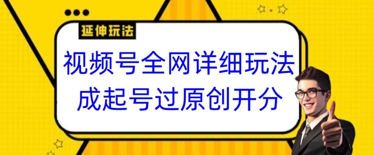 视频号全网最详细玩法，起号过原创开分成，单号日入300+【揭秘】-杨大侠副业网