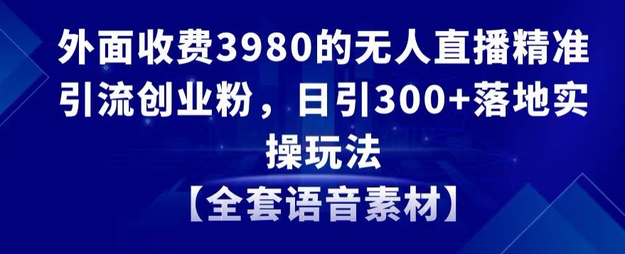 外面收费3980的无人直播精准引流创业粉，日引300+落地实操玩法【全套语音素材】【揭秘】-杨大侠副业网