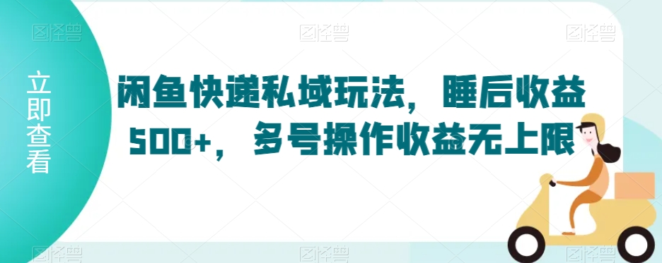 闲鱼快递私域玩法，睡后收益500+，多号操作收益无上限【揭秘】-杨大侠副业网