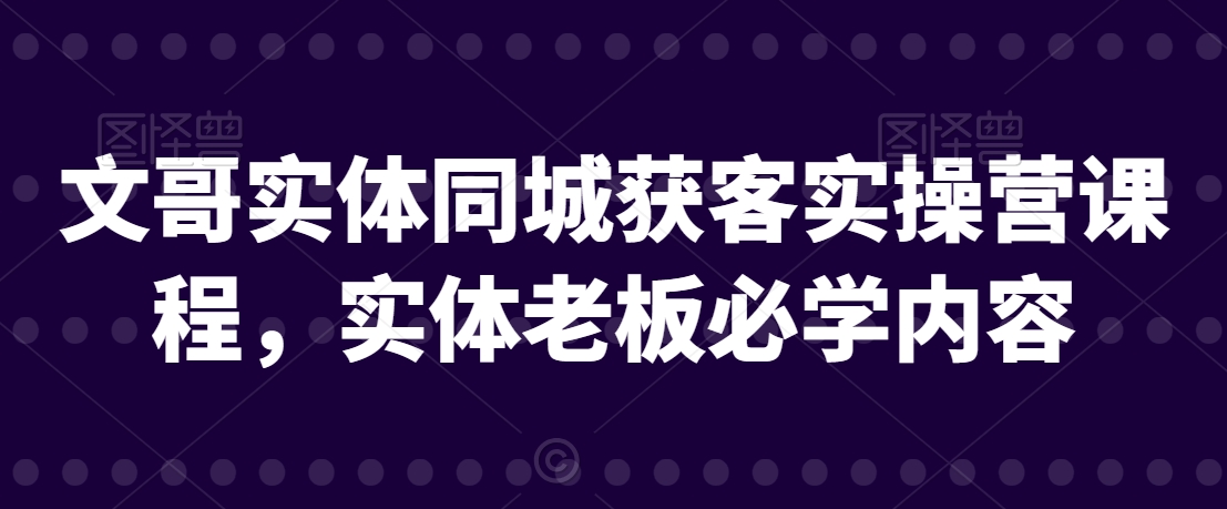 文哥实体同城获客实操营课程，实体老板必学内容-杨大侠副业网