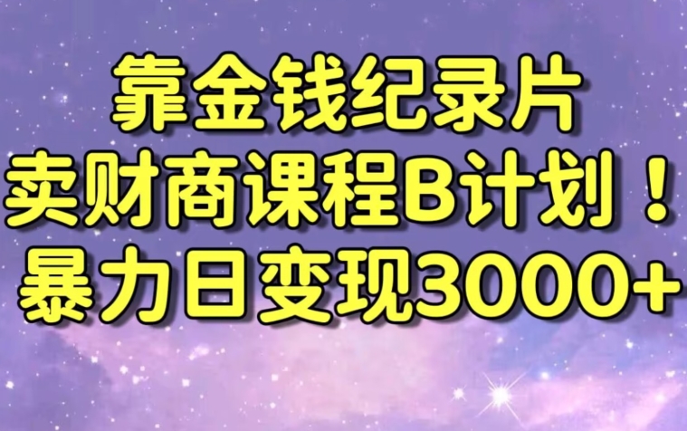 财经纪录片联合财商课程的变现策略，暴力日变现3000+，喂饭级别教学【揭秘】-杨大侠副业网