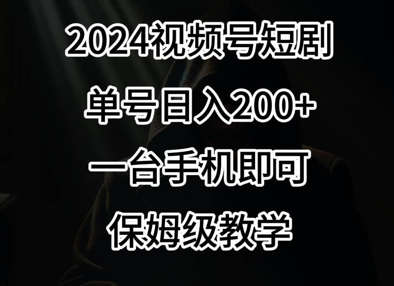 2024风口，视频号短剧，单号日入200+，一台手机即可操作，保姆级教学【揭秘】-杨大侠副业网