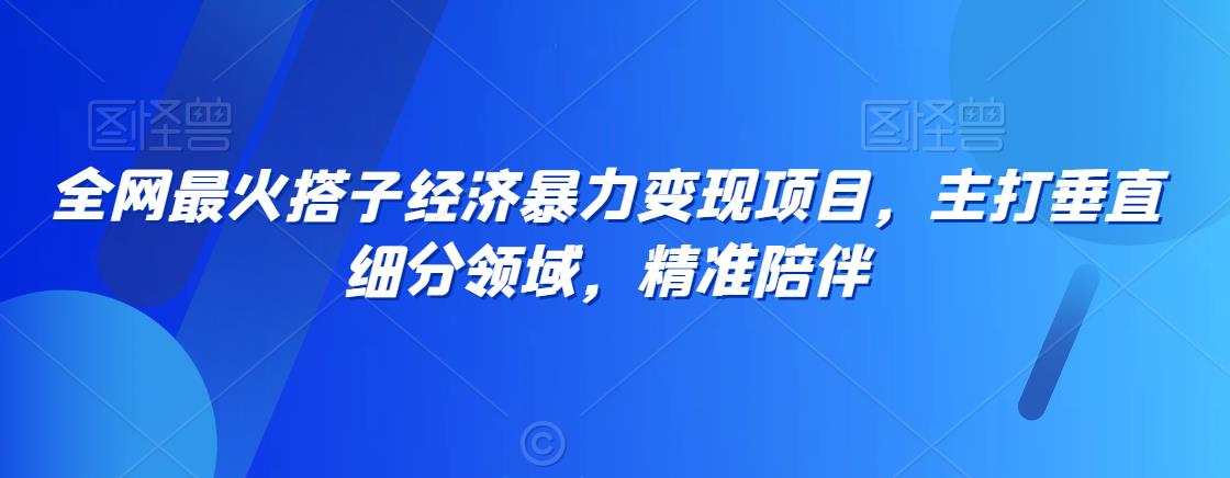 全网最火搭子经济暴力变现项目，主打垂直细分领域，精准陪伴【揭秘】-杨大侠副业网