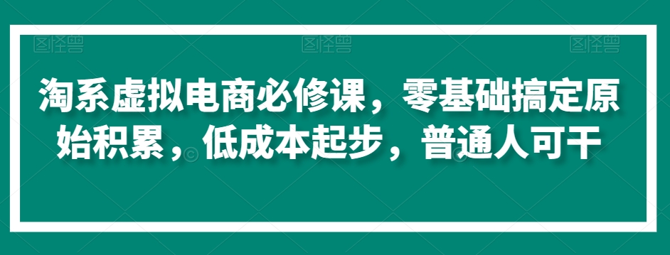 淘系虚拟电商必修课，零基础搞定原始积累，低成本起步，普通人可干-杨大侠副业网