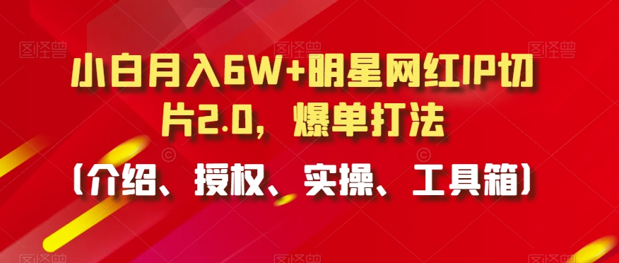 小白月入6W+明星网红IP切片2.0，爆单打法（介绍、授权、实操、工具箱）【揭秘】-杨大侠副业网