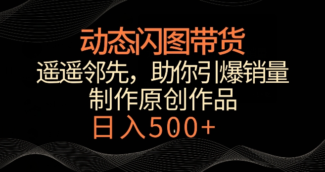 动态闪图带货，遥遥领先，冷门玩法，助你轻松引爆销量，日赚500+【揭秘】-杨大侠副业网