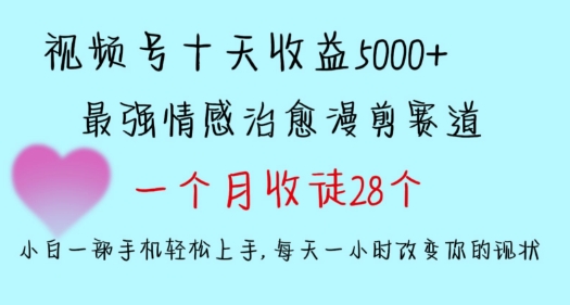 十天收益5000+，多平台捞金，视频号情感治愈漫剪，一个月收徒28个，小白一部手机轻松上手【揭秘】-杨大侠副业网